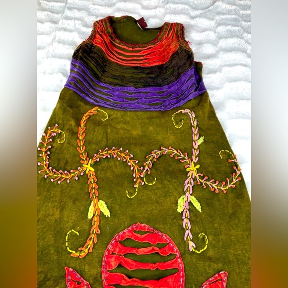 K.P.C. Women’s Dress Size Medium. Hand Stitched Beautiful Colorful Made In Nepal - Picture 4 of 9